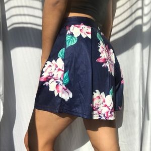 Purple Floral Print Shorts
